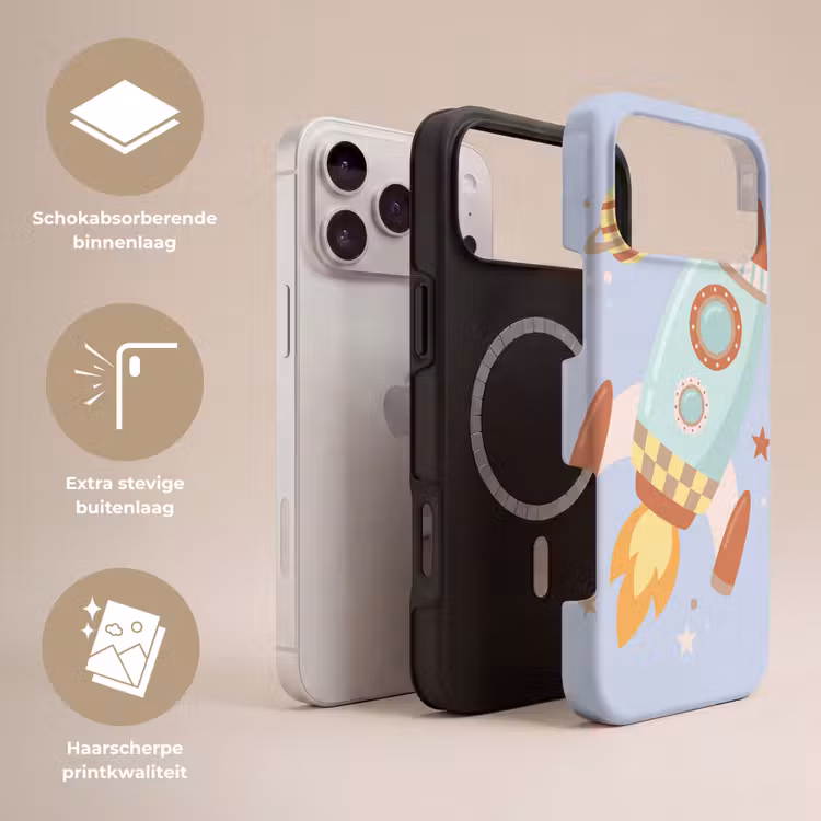 Telefoonhoesje Toughcase - Raket - Ruimte - Planeet - Illustratie — 3
