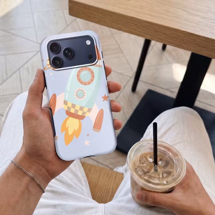 Telefoonhoesje Toughcase - Raket - Ruimte - Planeet - Illustratie — 4