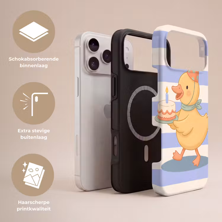 Telefoonhoesje Toughcase - Vogel - Feest - Taart - Kinder - Illustratie — 3