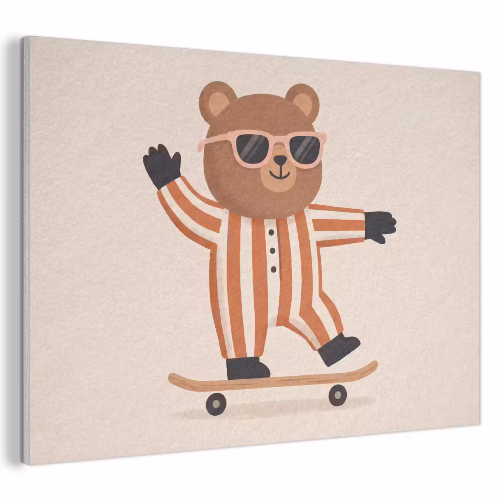 Akoestisch schilderij - Dieren - Skateboard - Spel - Cartoon - Roze — 1