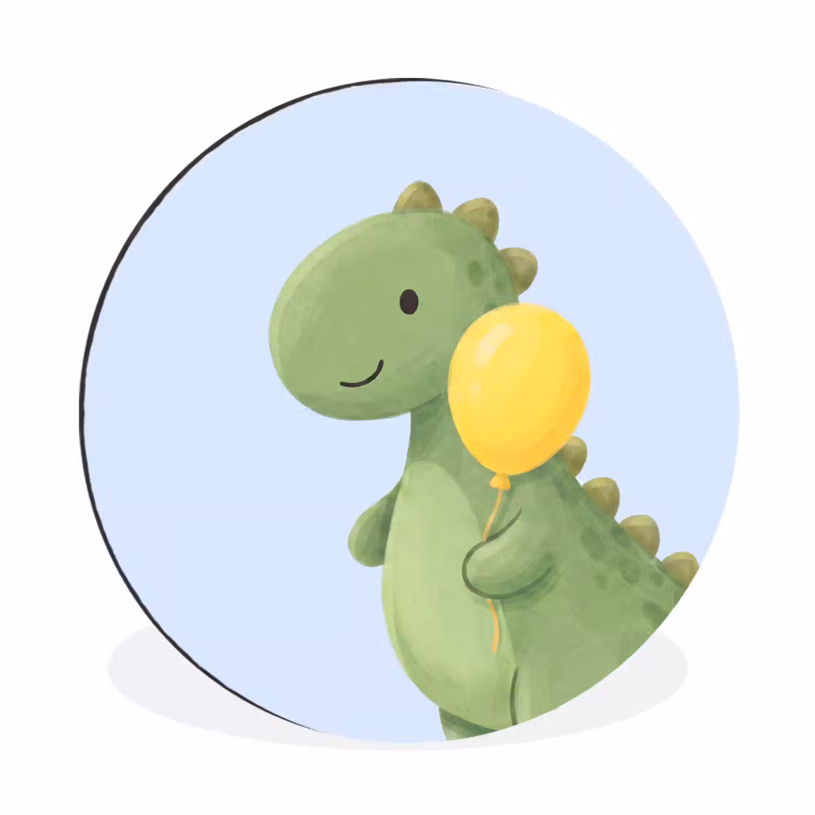 Wandcirkel - Aluminium - Dinosaurus - Ballon - Kinderkamer - Illustratie - Groen — 1