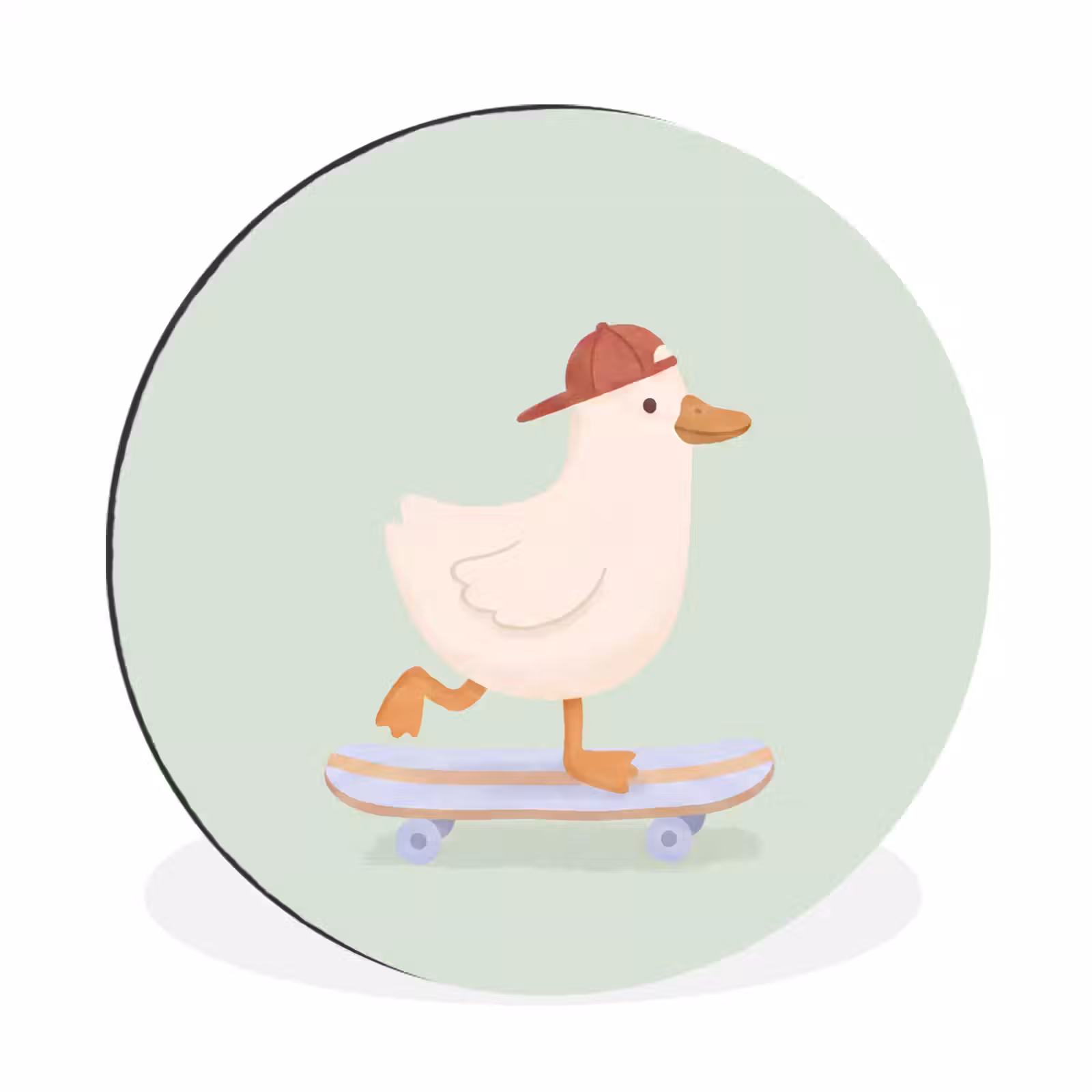 Wandcirkel - Aluminium - Vogel - Skateboard - Dieren - Cartoon - Speels — 1