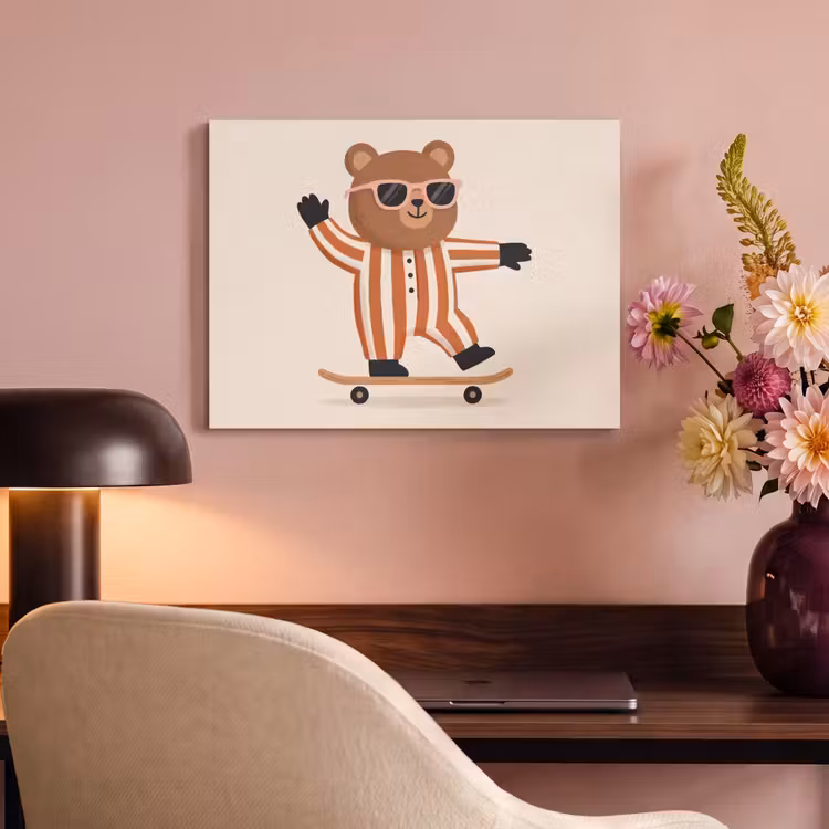 Akoestisch schilderij - Dieren - Skateboard - Spel - Cartoon - Roze — 6