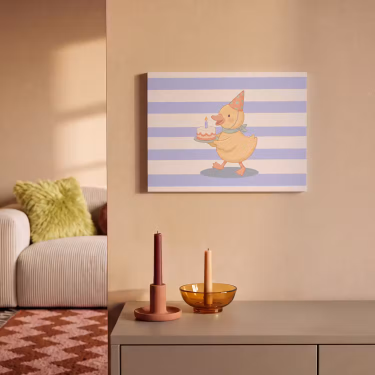 Akoestisch schilderij - Vogel - Feest - Taart - Kinder - Illustratie — 2