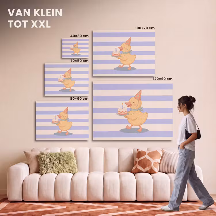 Akoestisch schilderij - Vogel - Feest - Taart - Kinder - Illustratie — 7