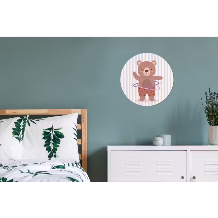 Wandcirkel - Aluminium - Beer - Hoepel - Kinderkamer - Illustratie - Bruin — 4