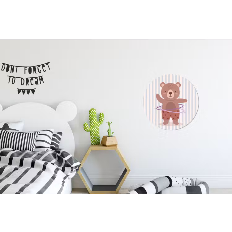 Wandcirkel - Aluminium - Beer - Hoepel - Kinderkamer - Illustratie - Bruin — 5