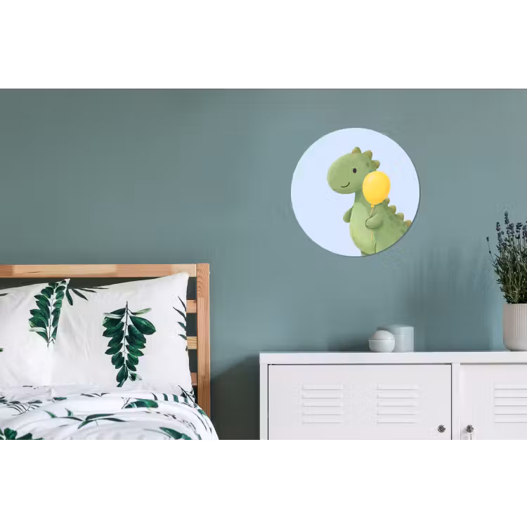 Wandcirkel - Aluminium - Dinosaurus - Ballon - Kinderkamer - Illustratie - Groen — 4