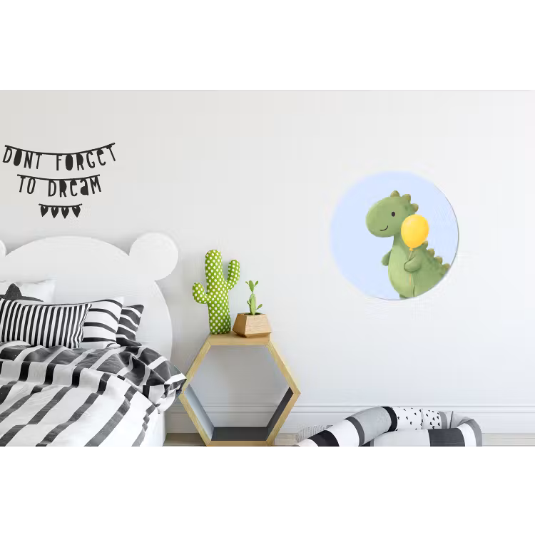 Wandcirkel - Aluminium - Dinosaurus - Ballon - Kinderkamer - Illustratie - Groen — 5