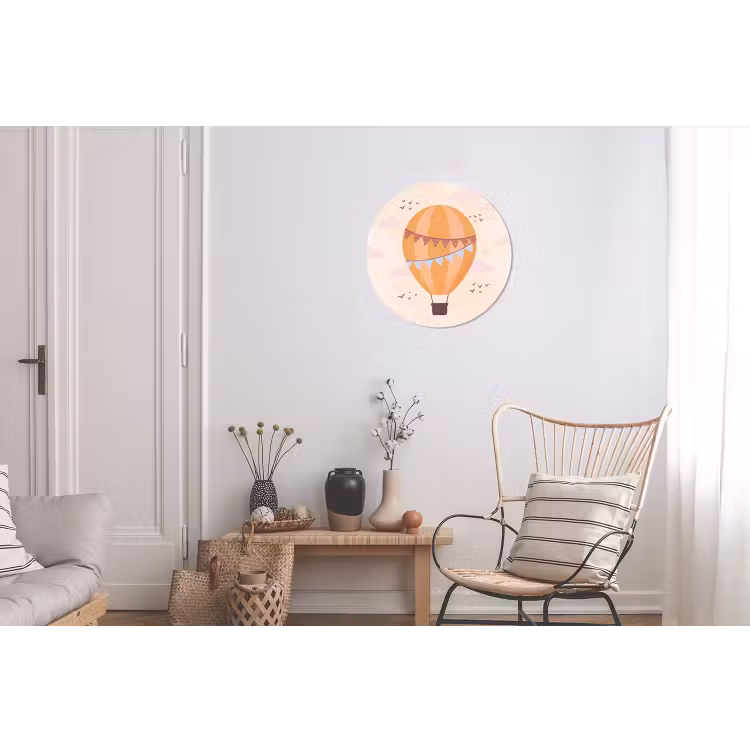 Wandcirkel - Aluminium - Luchtballon - Slingers - Avontuur - Illustratie - Oranje — 2