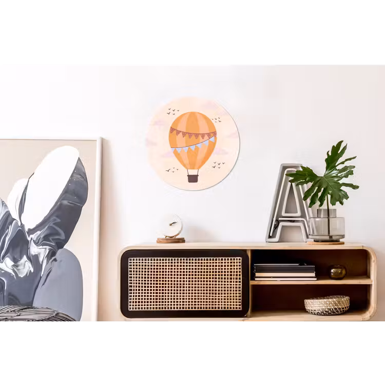 Wandcirkel - Aluminium - Luchtballon - Slingers - Avontuur - Illustratie - Oranje — 3