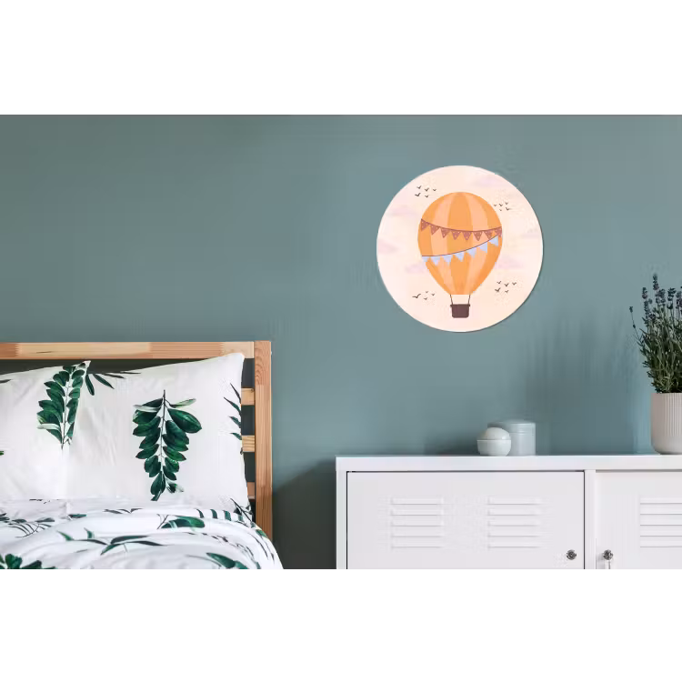 Wandcirkel - Aluminium - Luchtballon - Slingers - Avontuur - Illustratie - Oranje — 4