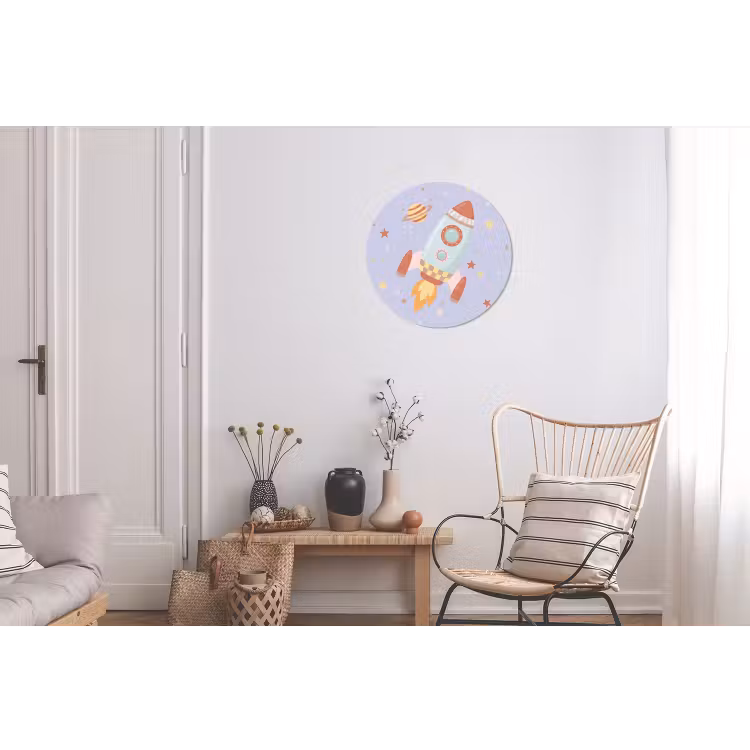 Wandcirkel - Aluminium - Raket - Ruimte - Planeet - Illustratie — 2