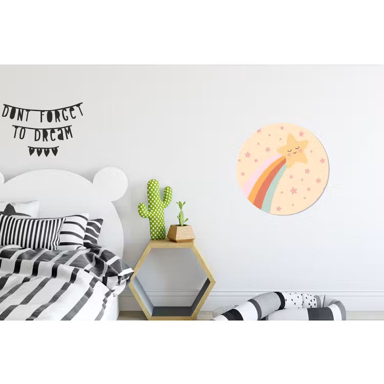 Wandcirkel - Aluminium - Ster - Regenboog - Nacht - Illustratie - Pastel — 5