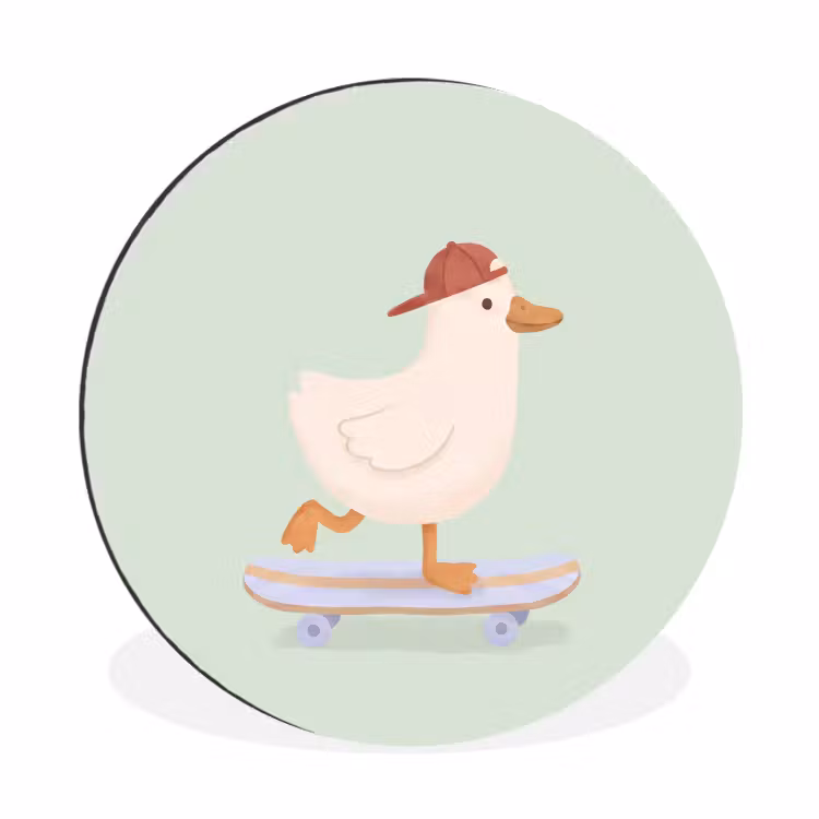 Wandcirkel - Aluminium - Vogel - Skateboard - Dieren - Cartoon - Speels — 1
