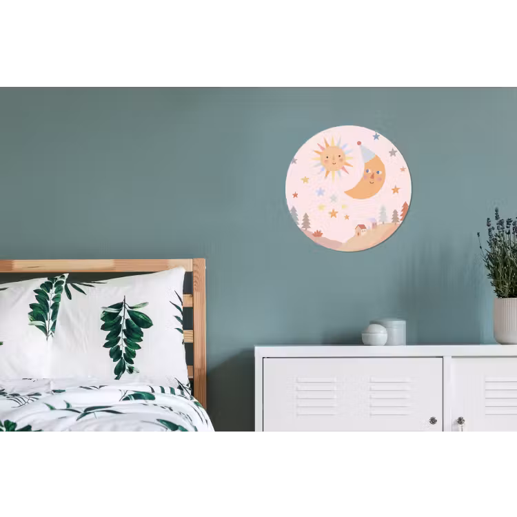 Wandcirkel - Aluminium - Zon - Maan - Sterren - Kinderkamer - Pastel — 4