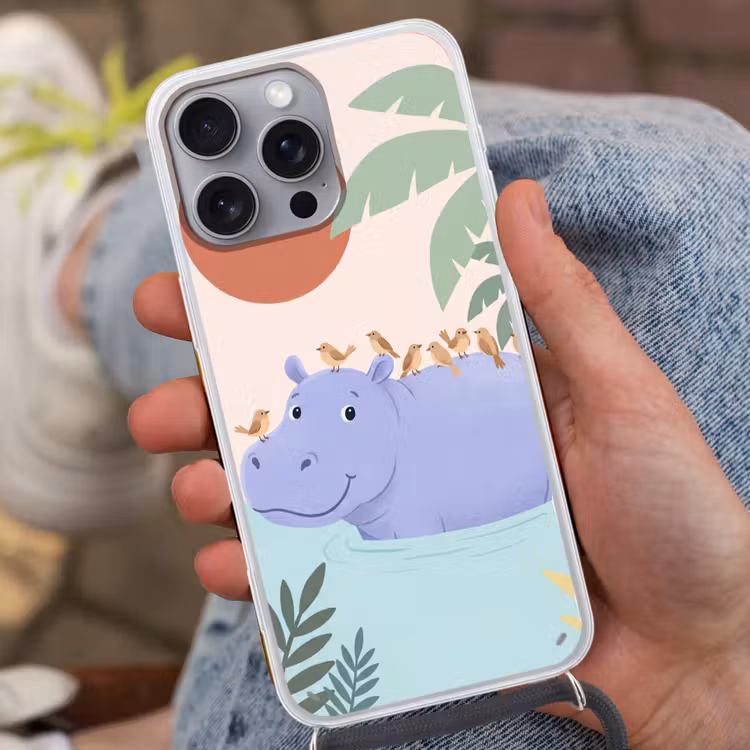 Telefoonhoesje met koord - Dieren - Vogel - Water - Natuur - Illustratie — 2