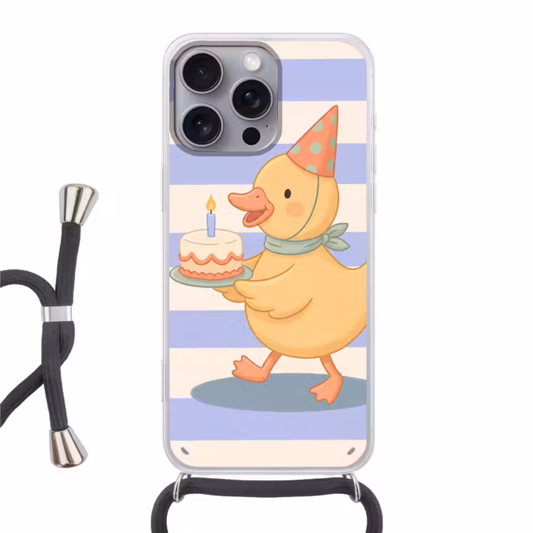 Telefoonhoesje met koord - Vogel - Feest - Taart - Kinder - Illustratie — 1