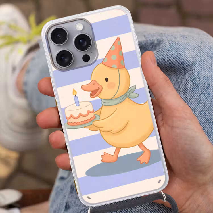 Telefoonhoesje met koord - Vogel - Feest - Taart - Kinder - Illustratie — 2