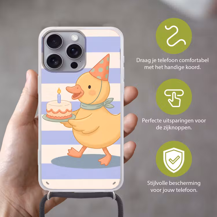 Telefoonhoesje met koord - Vogel - Feest - Taart - Kinder - Illustratie — 4