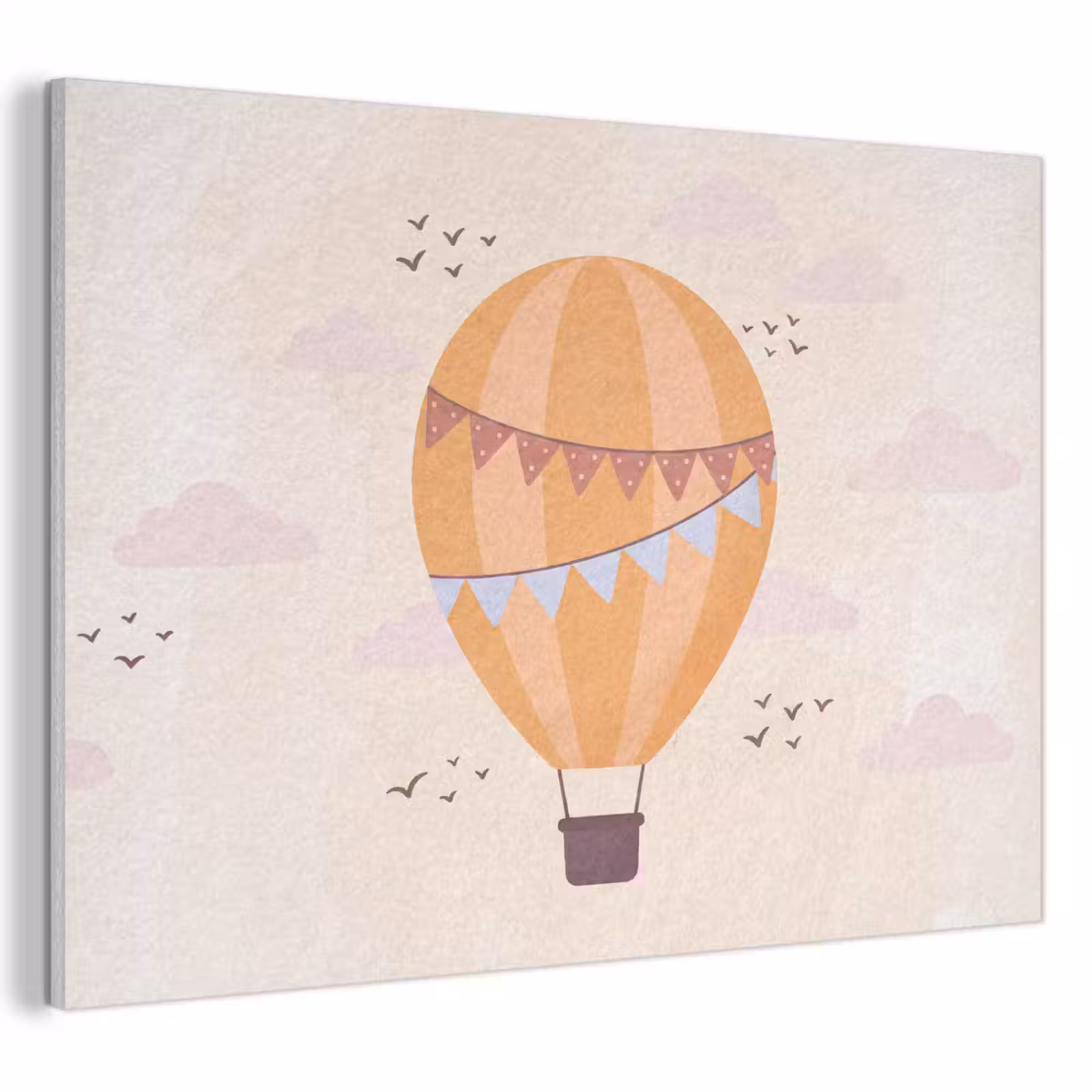 Akoestisch schilderij - Luchtballon - Slingers - Avontuur - Illustratie - Oranje — 1