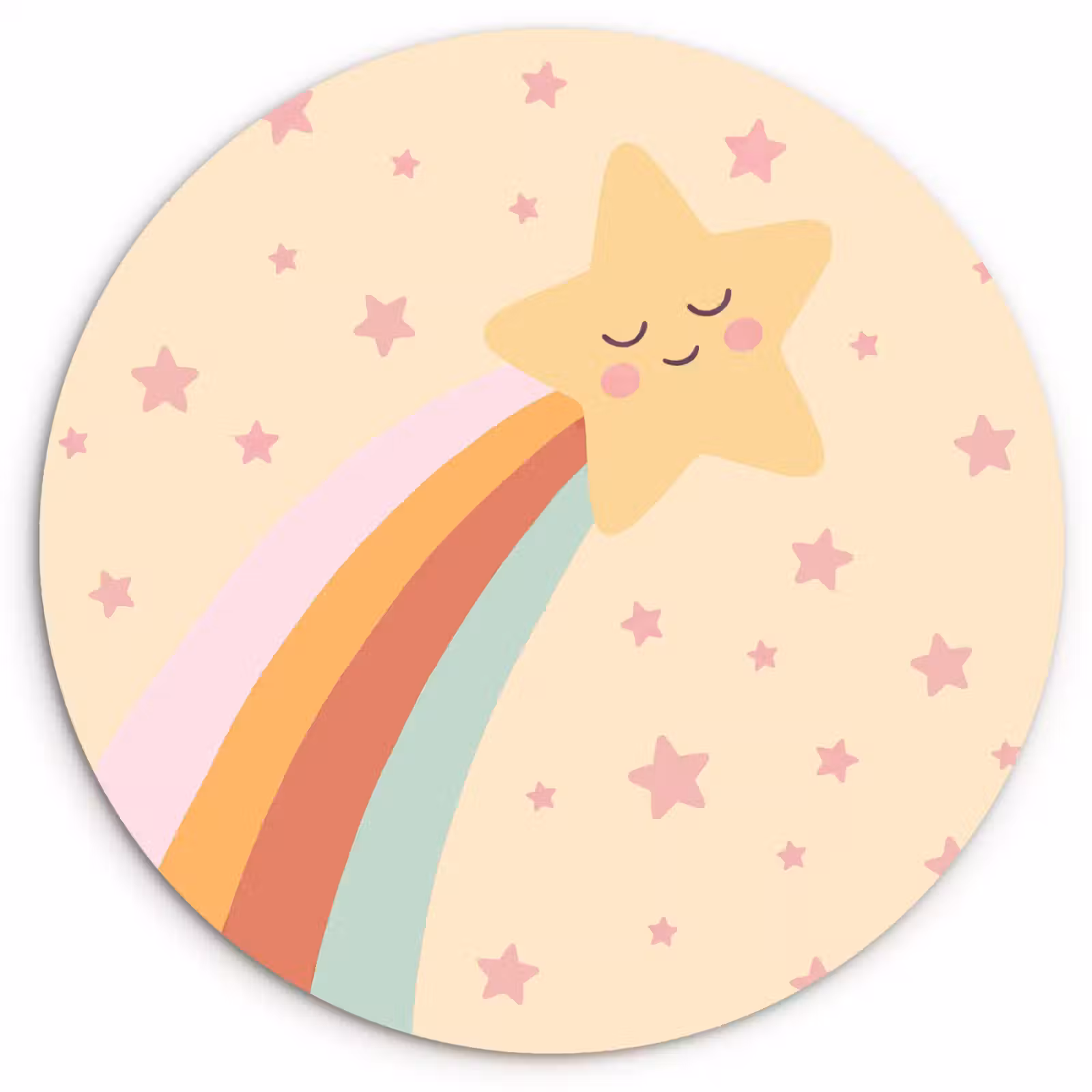 Wandcirkel - Glas - Ster - Regenboog - Nacht - Illustratie - Pastel — 1