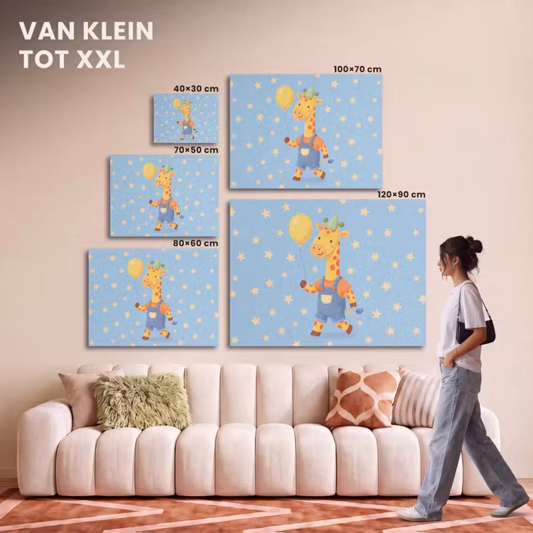 Akoestisch schilderij - Dieren - Giraffe - Ballon - Feest - Kinderkamer — 7