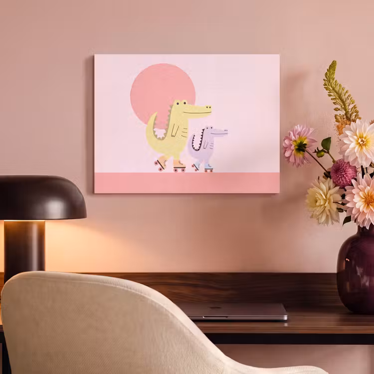 Akoestisch schilderij - Dieren - Skaten - Illustratie - Speels - Roze — 6
