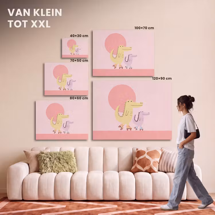 Akoestisch schilderij - Dieren - Skaten - Illustratie - Speels - Roze — 7
