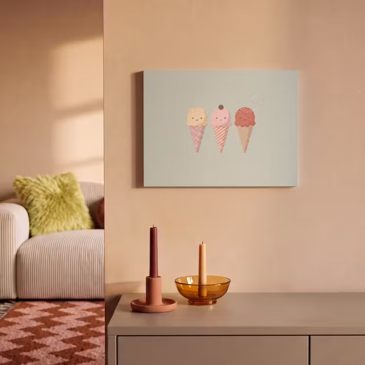 Akoestisch schilderij - IJs - Hoorntjes - Eten - Illustratie - Vrolijk — 2