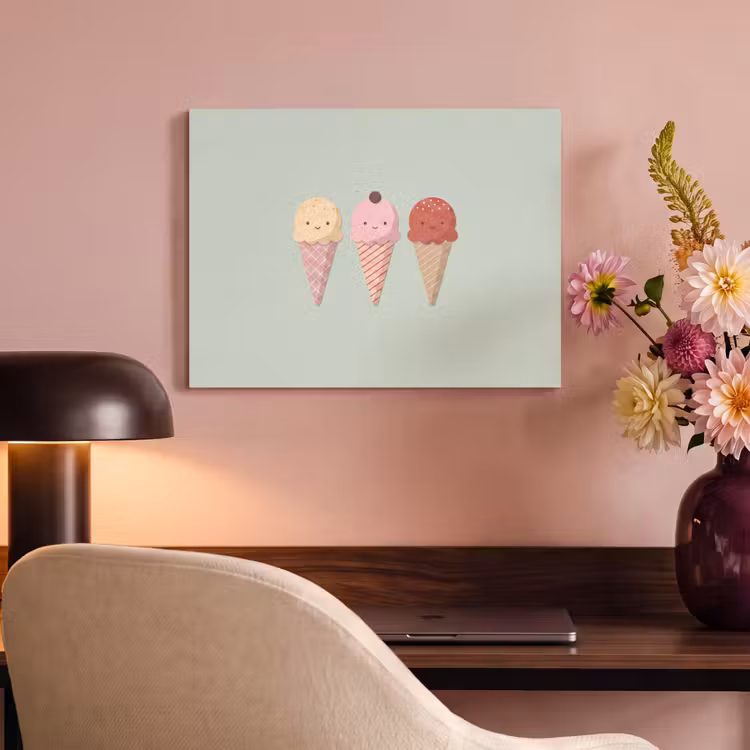 Akoestisch schilderij - IJs - Hoorntjes - Eten - Illustratie - Vrolijk — 6