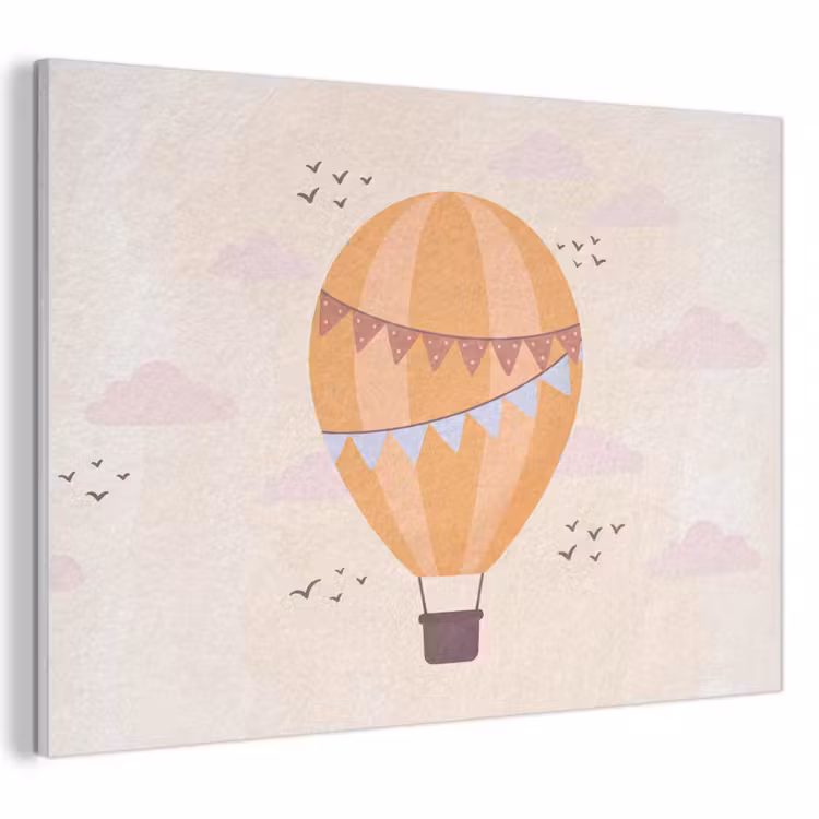 Akoestisch schilderij - Luchtballon - Slingers - Avontuur - Illustratie - Oranje — 1
