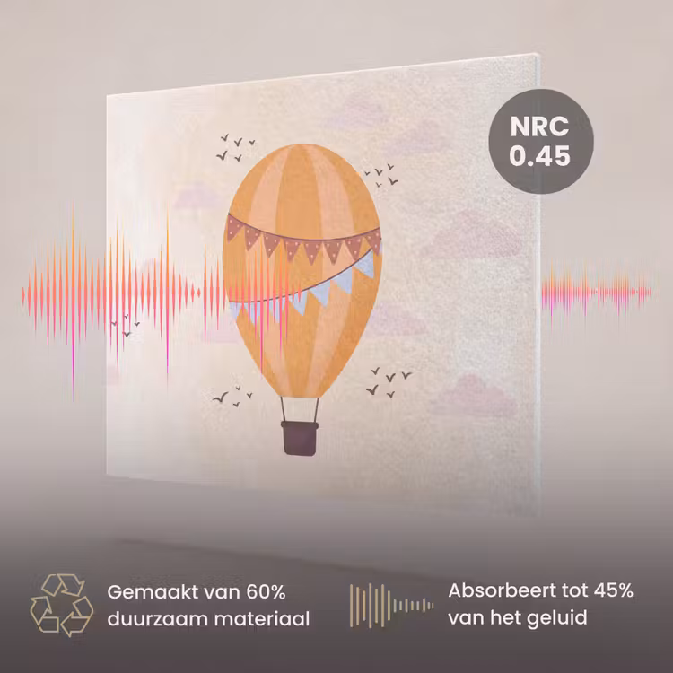 Akoestisch schilderij - Luchtballon - Slingers - Avontuur - Illustratie - Oranje — 3