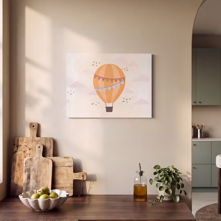 Akoestisch schilderij - Luchtballon - Slingers - Avontuur - Illustratie - Oranje — 4