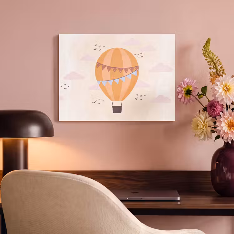 Akoestisch schilderij - Luchtballon - Slingers - Avontuur - Illustratie - Oranje — 6