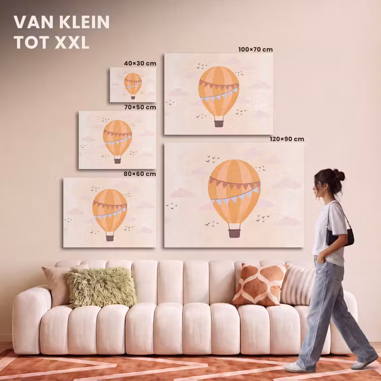 Akoestisch schilderij - Luchtballon - Slingers - Avontuur - Illustratie - Oranje — 7