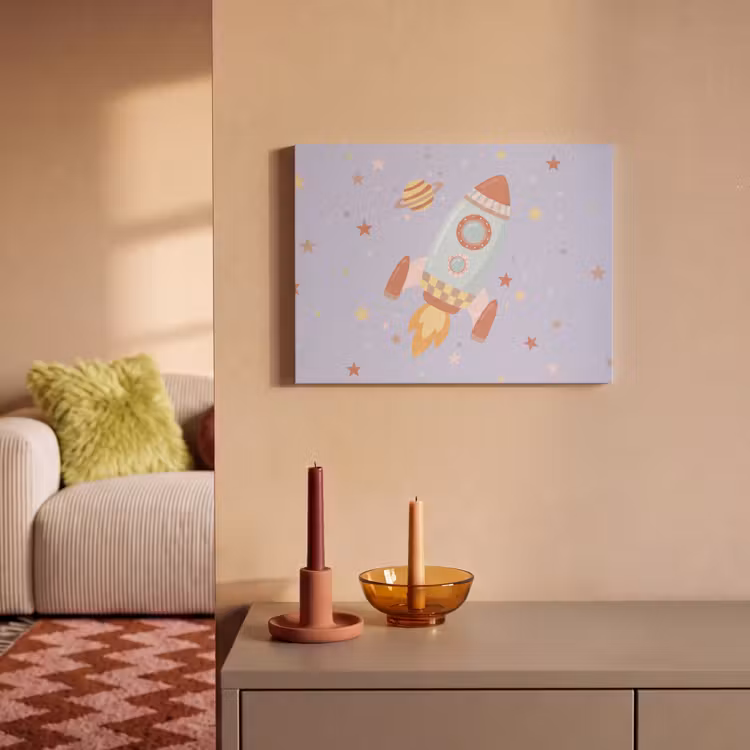 Akoestisch schilderij - Raket - Ruimte - Planeet - Illustratie — 2