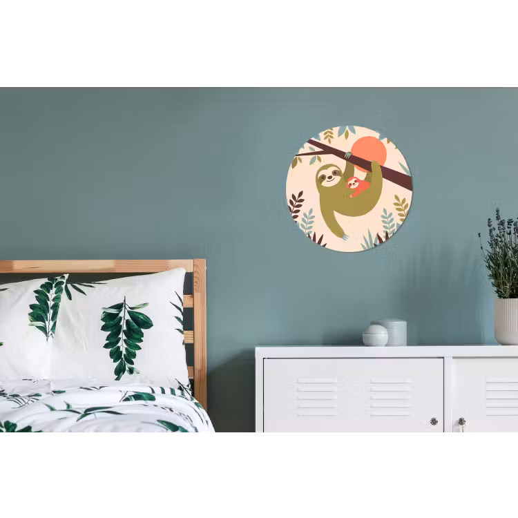 Wandcirkel - Aluminium - Dieren - Moeder - Baby - Natuur - Groen — 4