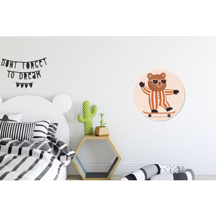 Wandcirkel - Aluminium - Dieren - Skateboard - Spel - Cartoon - Roze — 5