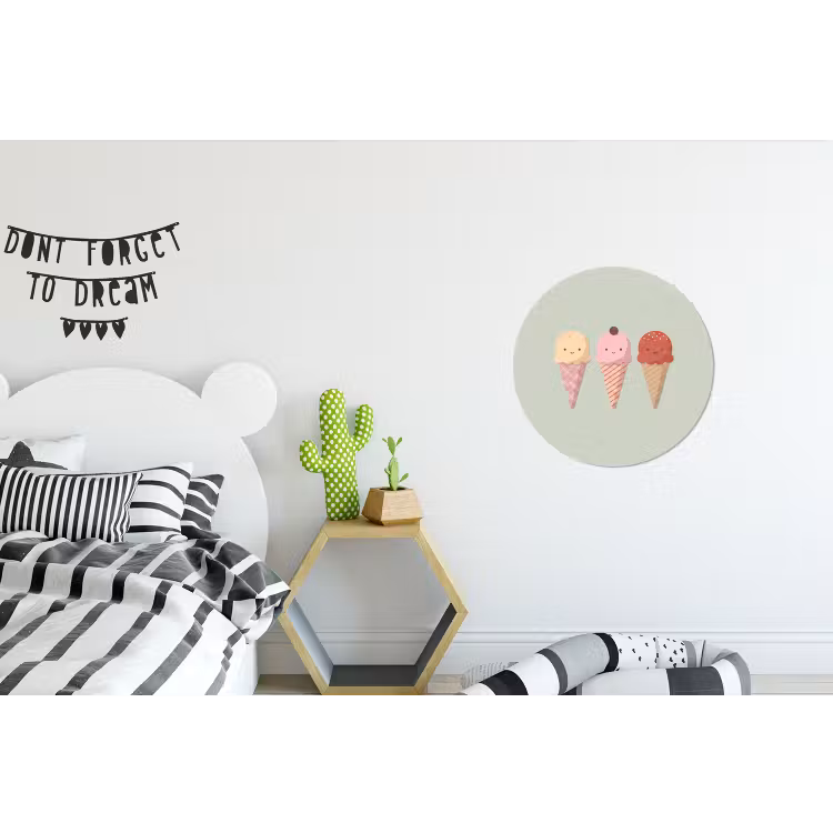 Wandcirkel - Aluminium - IJs - Hoorntjes - Eten - Illustratie - Vrolijk — 5