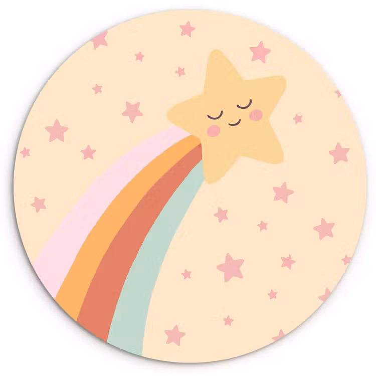 Wandcirkel - Glas - Ster - Regenboog - Nacht - Illustratie - Pastel — 1