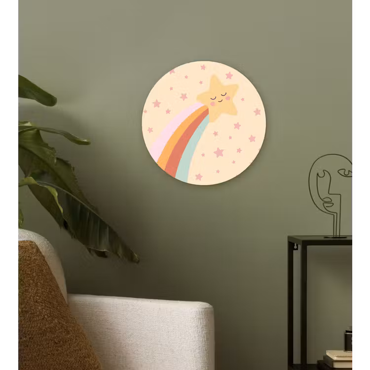 Wandcirkel - Glas - Ster - Regenboog - Nacht - Illustratie - Pastel — 3
