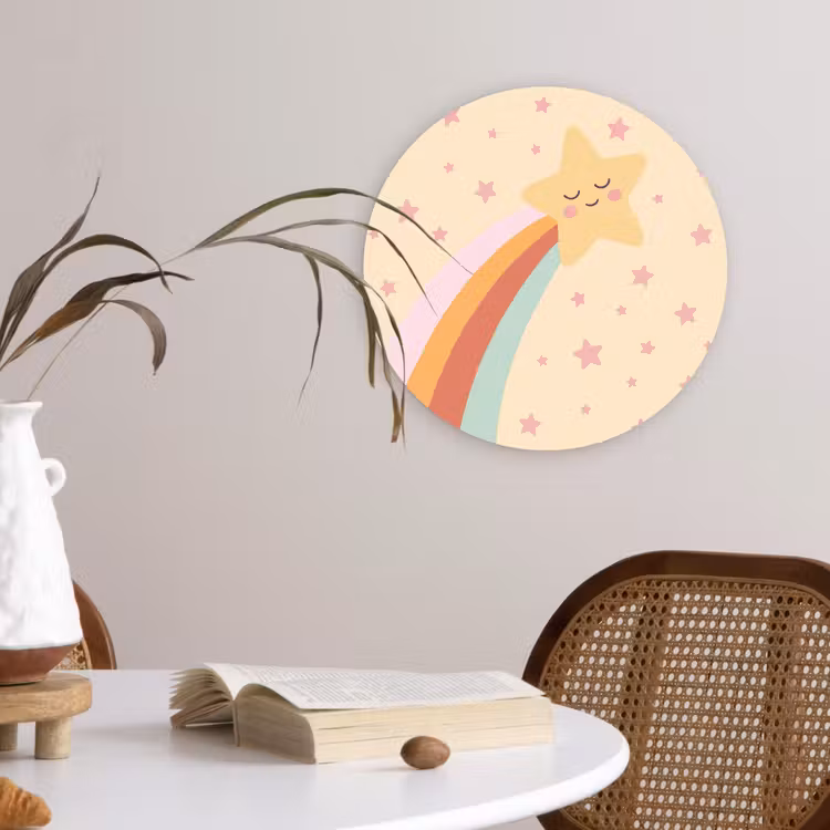 Wandcirkel - Glas - Ster - Regenboog - Nacht - Illustratie - Pastel — 4