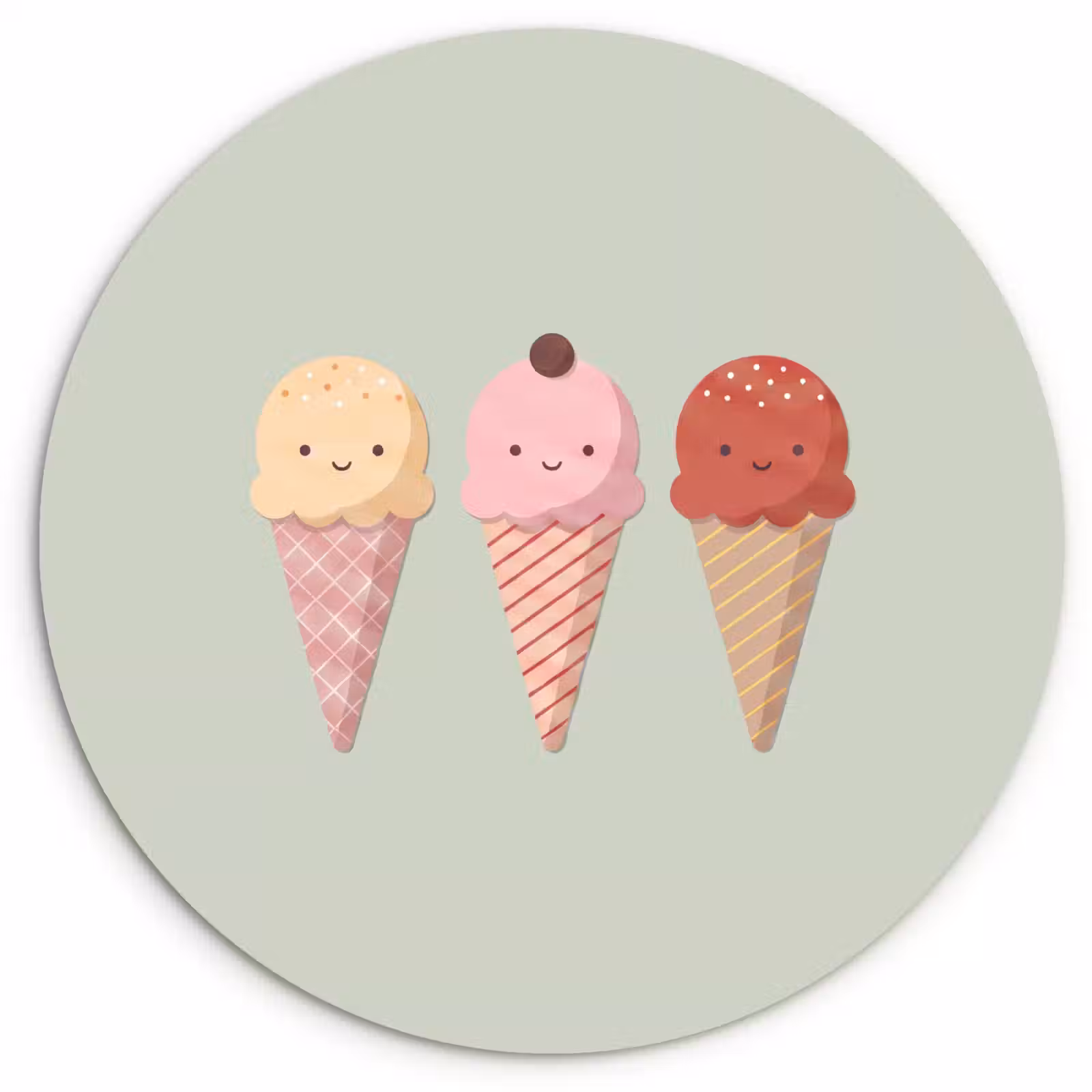 Wandcirkel - Glas - IJs - Hoorntjes - Eten - Illustratie - Vrolijk — 1