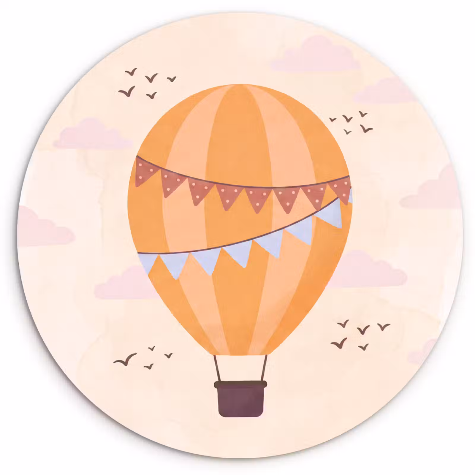 Wandcirkel - Glas - Luchtballon - Slingers - Avontuur - Illustratie - Oranje — 1