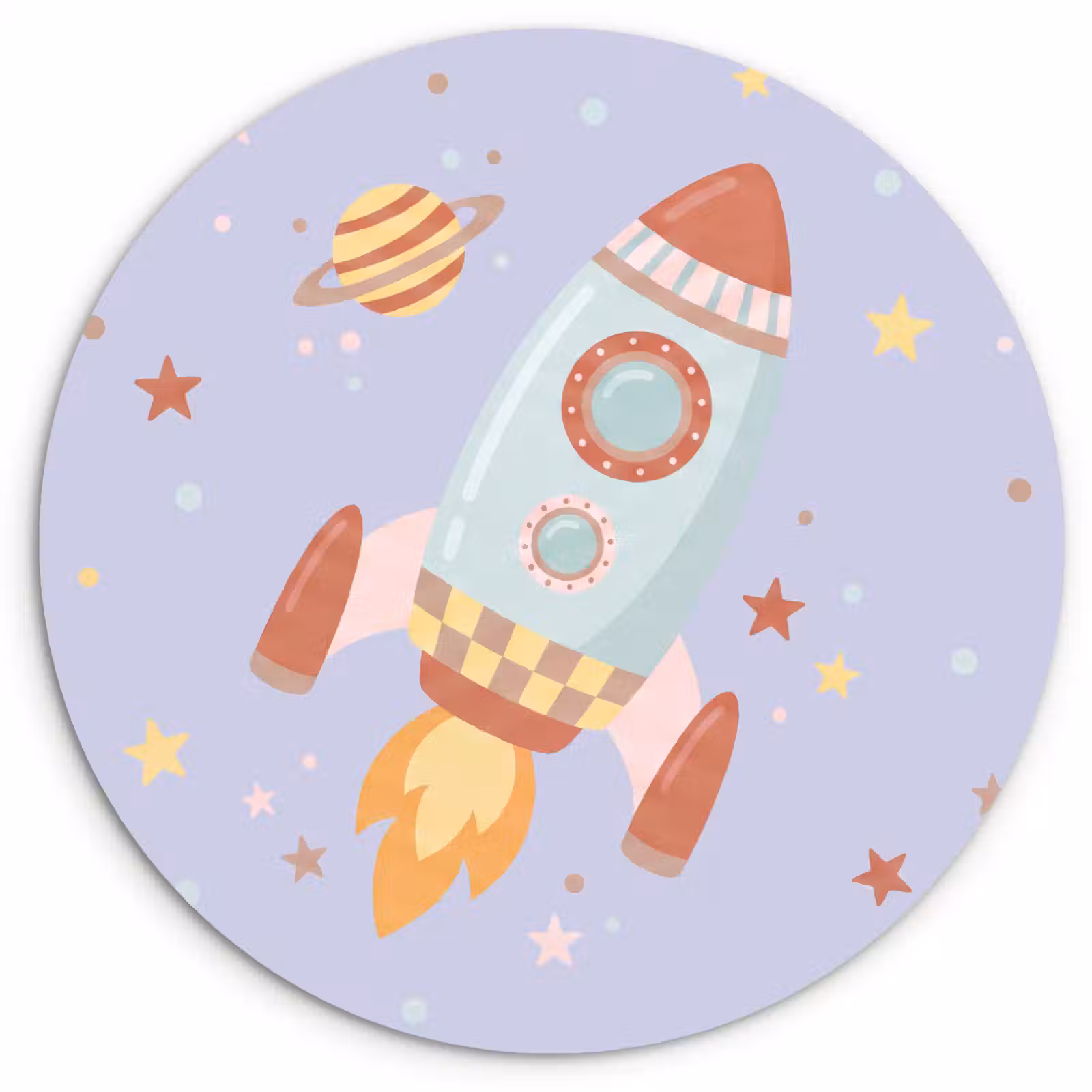 Wandcirkel - Glas - Raket - Ruimte - Planeet - Illustratie — 1