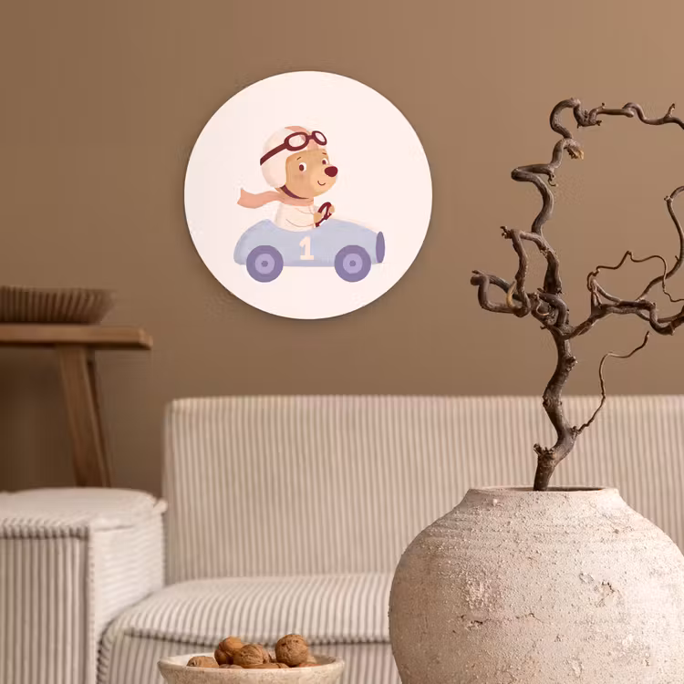 Wandcirkel - Glas - Beer - Auto - Kinderkamer - Cartoon - Speels — 2