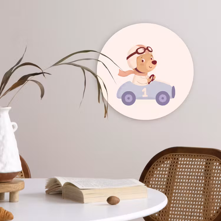 Wandcirkel - Glas - Beer - Auto - Kinderkamer - Cartoon - Speels — 4