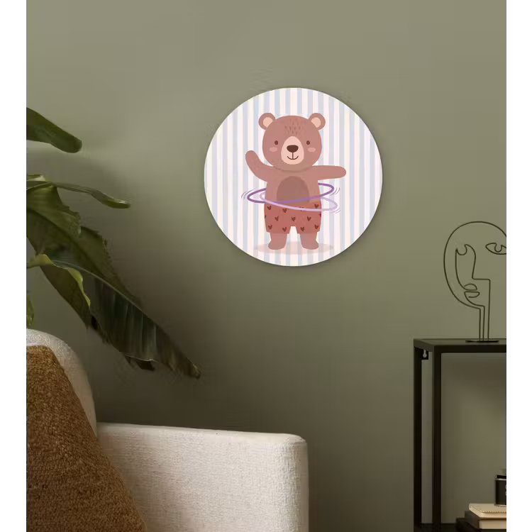 Wandcirkel - Glas - Beer - Hoepel - Kinderkamer - Illustratie - Bruin — 3