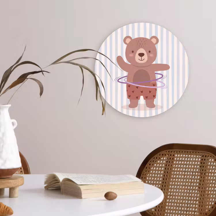 Wandcirkel - Glas - Beer - Hoepel - Kinderkamer - Illustratie - Bruin — 4